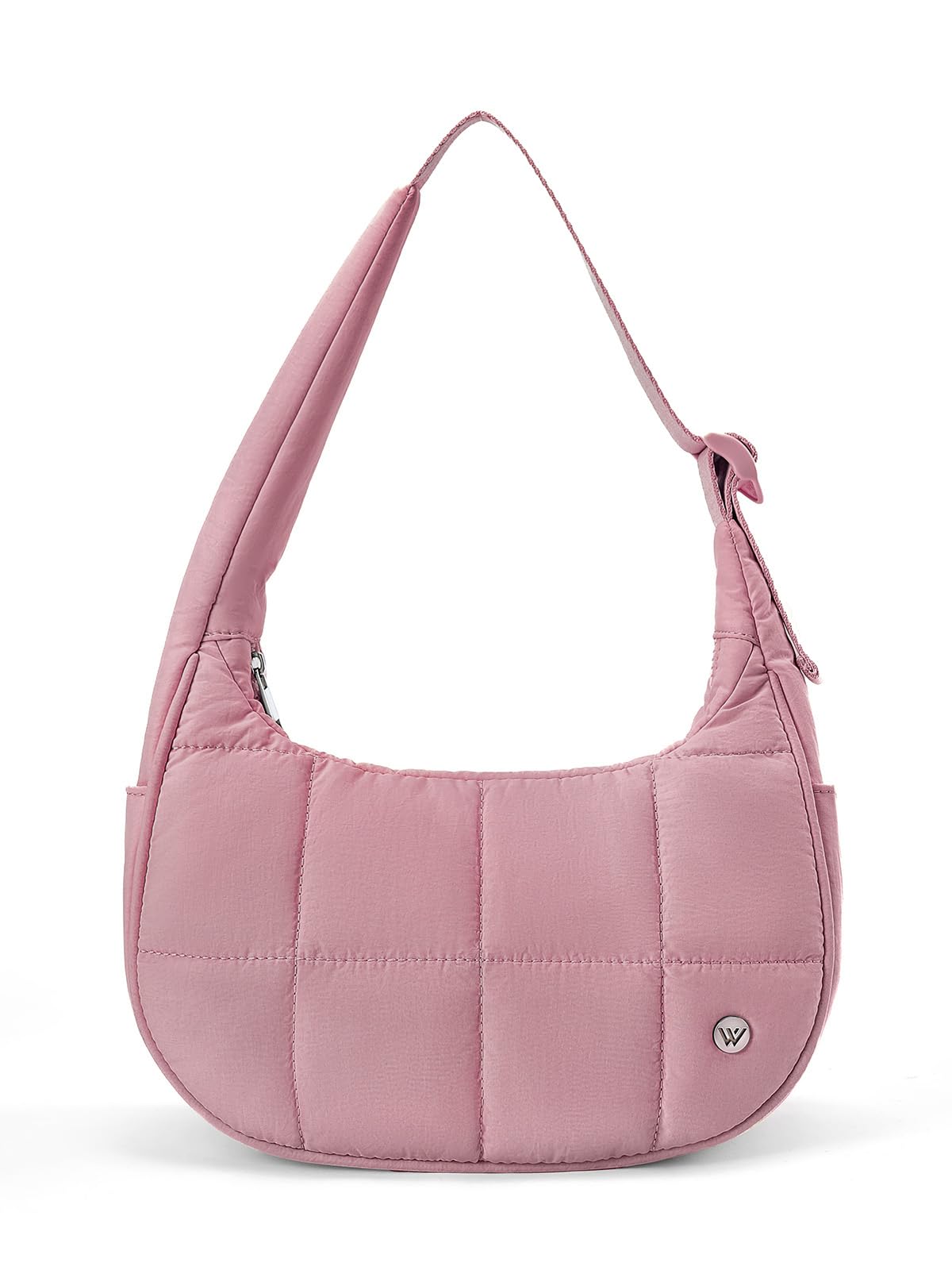 WESTBRONCO Small Puffer Crescent Shoulder Bag for Women, Nylon Quilted Shoulder Purses, Puffy Handbags with Adjustable Strap