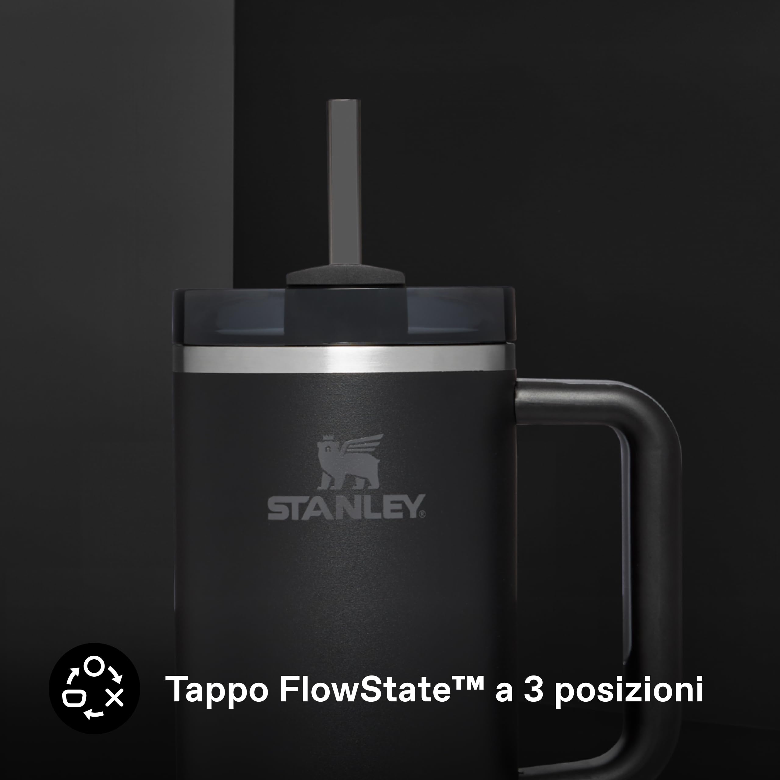 STANLEY 1913 Quencher H2.0 Borraccia Con Cannuccia 1.2L - Black Tonal