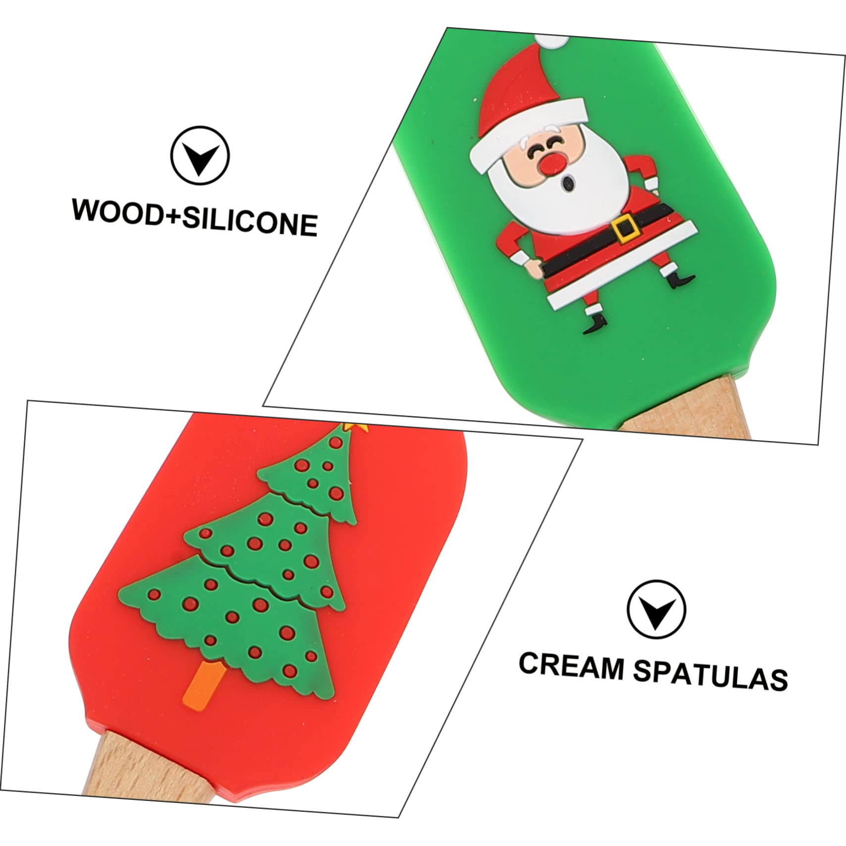 4piezas Raspador De Silicona Para Pasteles Espátula De Kit De Herramientas De Cocina Diseño Navideño Colores Mezclados