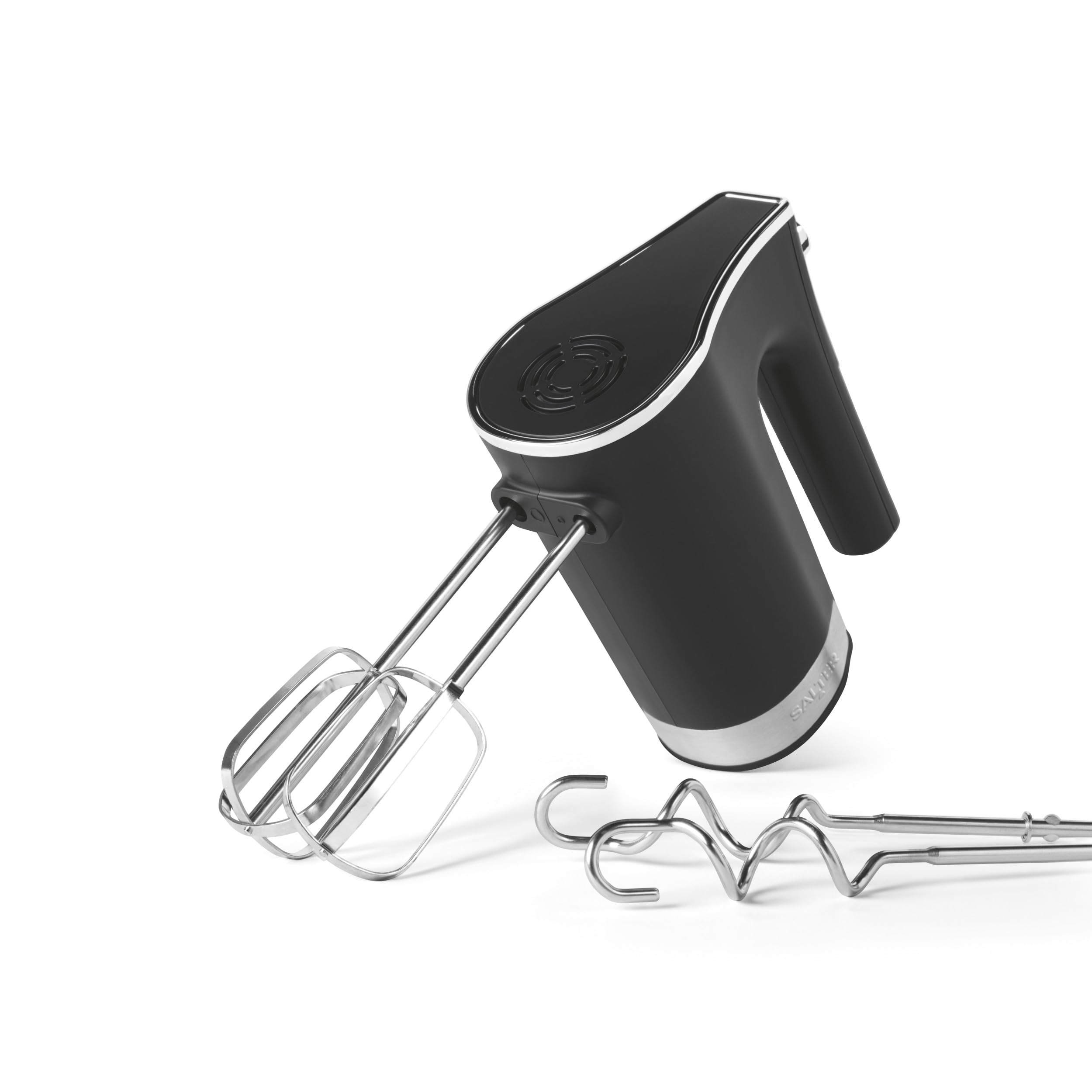 Salter Hand Mixer – Electric Baking Whisk, 5 Speed Settings with Turbo Function, Extra-Long Dishwasher Safe Attachments for Thorough Mixing, Compact, Includes Beater & Dough Hook Attachments, 300W