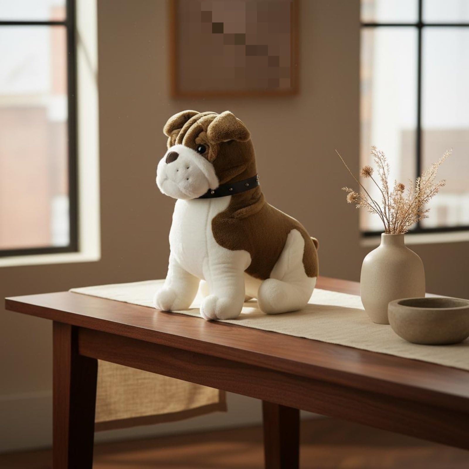 MagiDeal Muñeco Shar Pei de Peluche Perro Almohada Suave Cojín Juguete de Peluche con Detalles de y Pliegues Realistas Relleno PP Adecuado para Niños, Marrón, 70CM