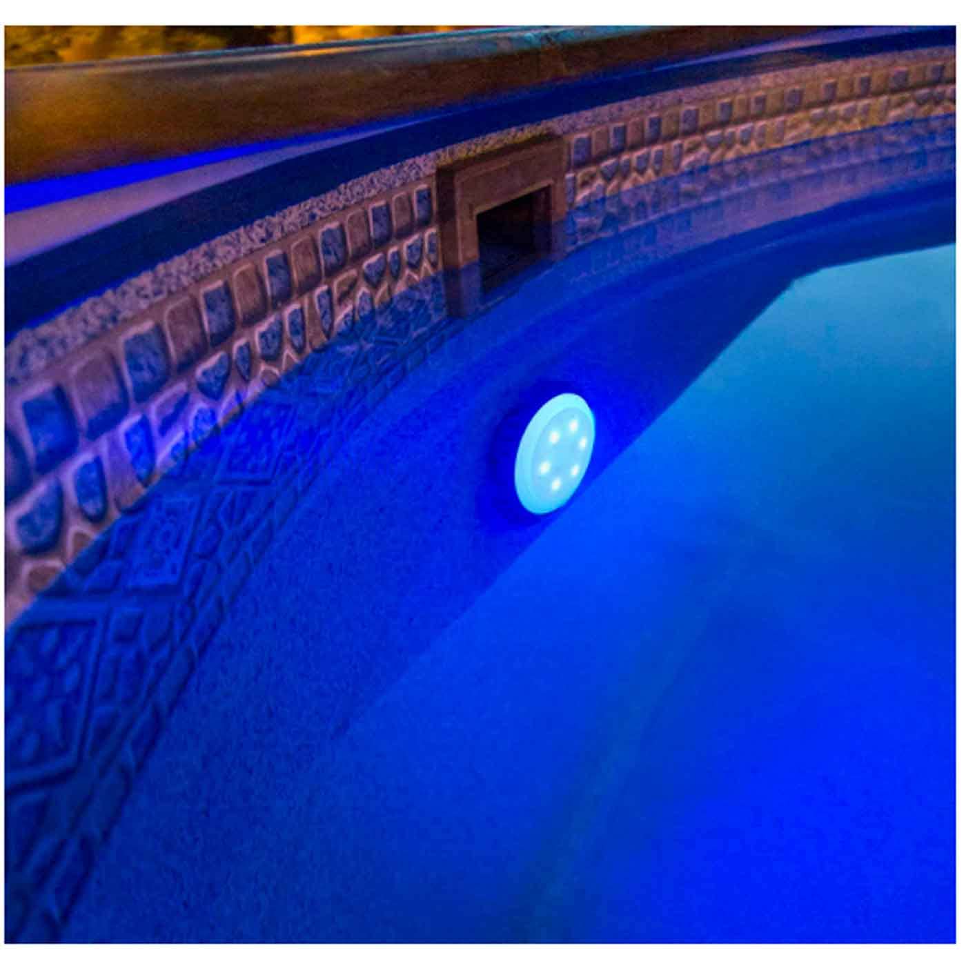 Acan Tradineur - Lámpara led para Piscina, Luces Multicolor, Resistente al Agua Incluye adaptadores para válvulas. 10 x 16,5 x 16,5 cm