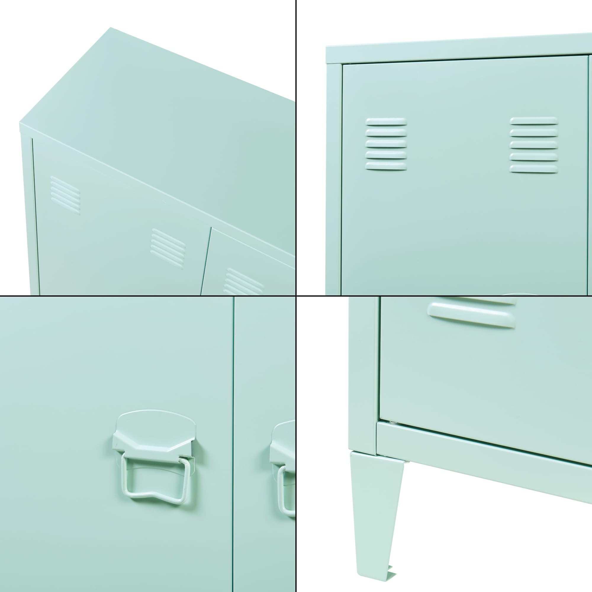 [en.casa] Casier de Bureau Métallique Armoire à 2 Portes Meuble de Rangement pour Bureau Atelier Chambre Acier Laminé à Froid 90 x 80 x 33 cm Vert Pastel Mat