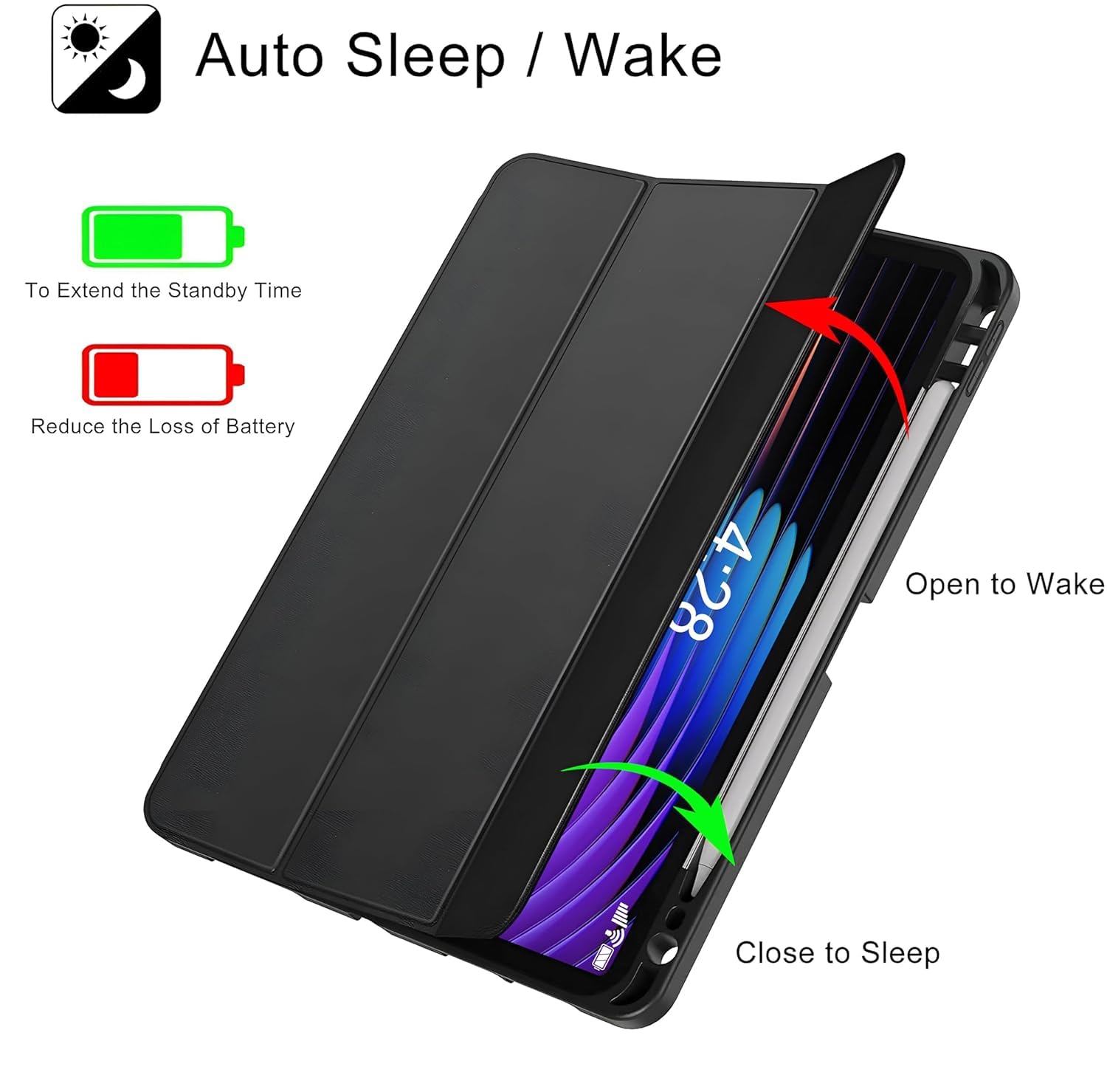 ProElite Cover for Xiaomi Mi Pad 8/Pad 8 Pro 11.2 inch Cover, Soft Flexible Flip Case Cover with Pen Holder for Xiaomi Mi Pad 8/Pad 8 Pro 11.2 inch, Support Auto Sleep Wake, [Recoil Series] - Black — Amazon image 2