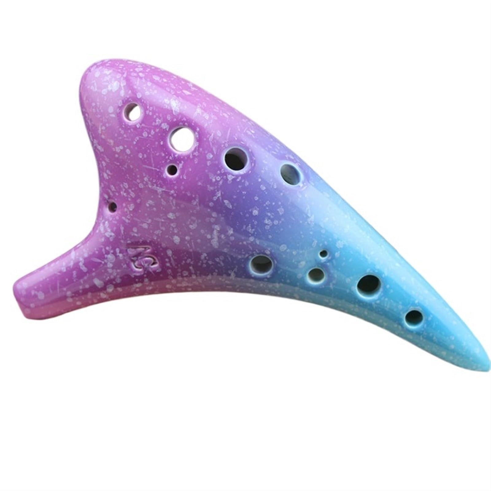 Ocarina In Ceramica 12 Fori - Tonale Do (C), Per Principianti E Bambini, Con Cordino, Colore Blu