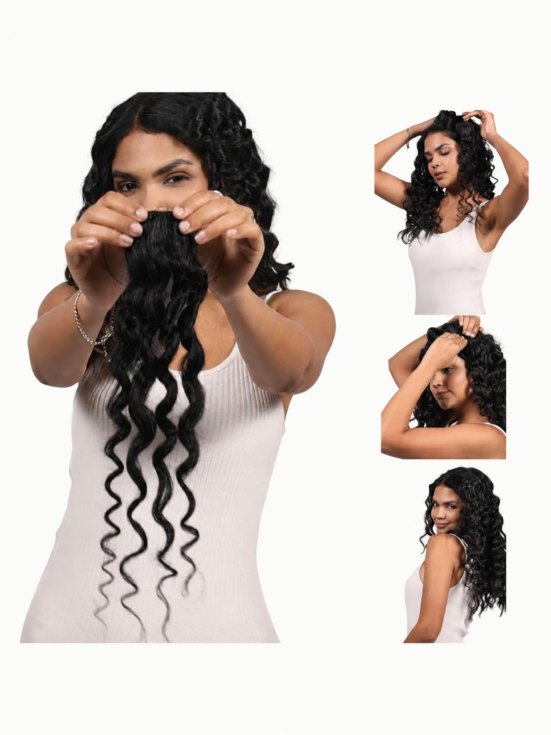 Strands Invisible Patch for Curly Hair | Clip-In Side Extensions Made with Human Hair for Women & Girls | Lightweight, Reusable, Travel-Friendly | Coverage for Hair Thinning | Natural Black, 14 inch-image-29