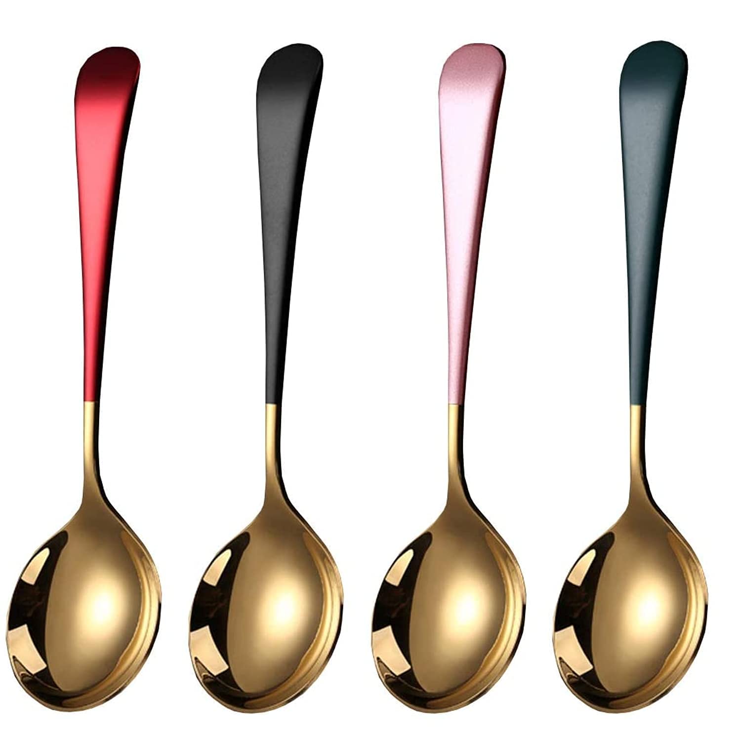 Golden Round Head Spoons, sus 304 Modern and Fashionable Thick 7.2 in Spoon Used for Soup, Grain, Dessert, Fruits, Milk Tea, Coffee (Set of 6) — Amazon image 11
