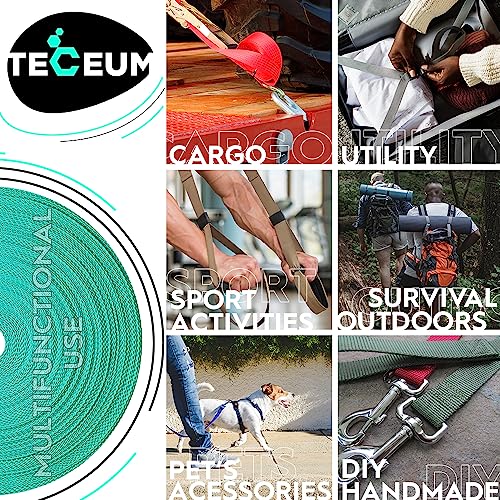Image of TECEUM 3 /4 inch & 5 /8 inch & 1 inch & 1.5 inch & 2 inch Webbing - 10 25 50 Yards - 40+ Colors - Heavy Duty 1 Inch 1.5 Inch 2 Inch Backpack Straps - Webbing for Outdoors Indoors Crafting DIY