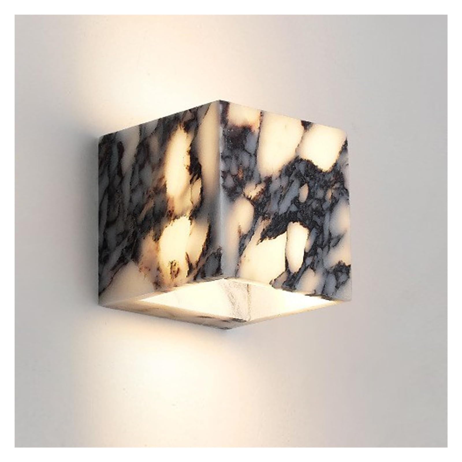 KHUKHU Marble Wall Lamp, Modern Alabaster Wall Light, Wall Mount Wall Sconces with Natural Stone Lampshade, LED Vanity Light, for Mirror, Bedroom, Hallway(30cm)
