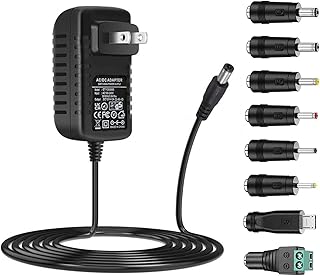 GuanTing Universal AC Adapter 12V 2A Power Supply Charger 24W AC110V to DC12V 2000mA 1500mA 1000mA 500mA Power Driver 8 DC Plug Tips 12 Volt Converter Inverter Transformer ac dc Adapter(DC12V~2A)