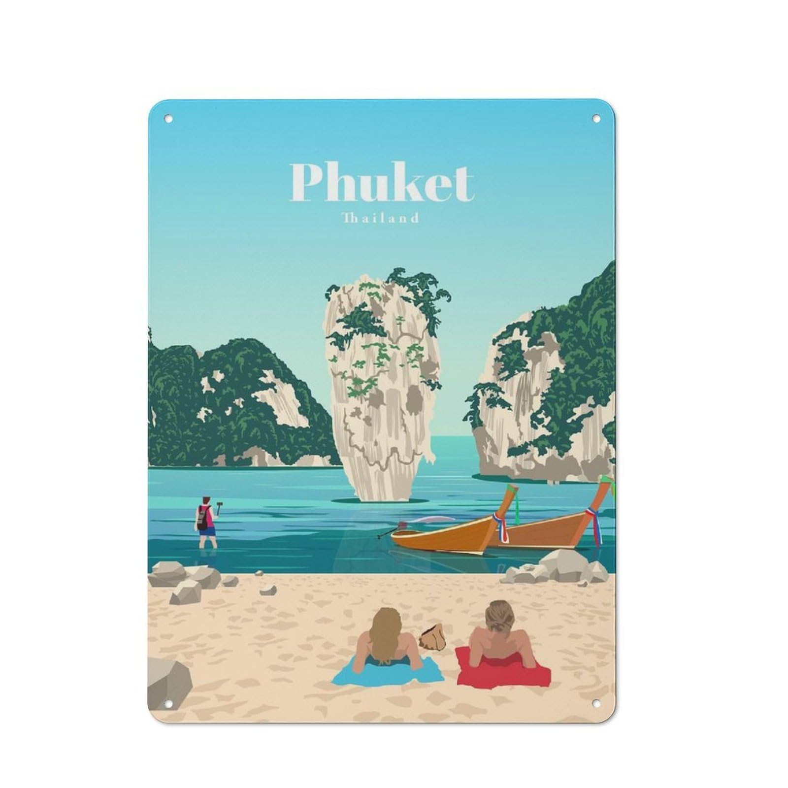 Junmoney Travel To Phuket 40X30cm Vintage Tin Sign With For Hobby Room Or Studio, For Winter Interiors And Metal Sign Collectors