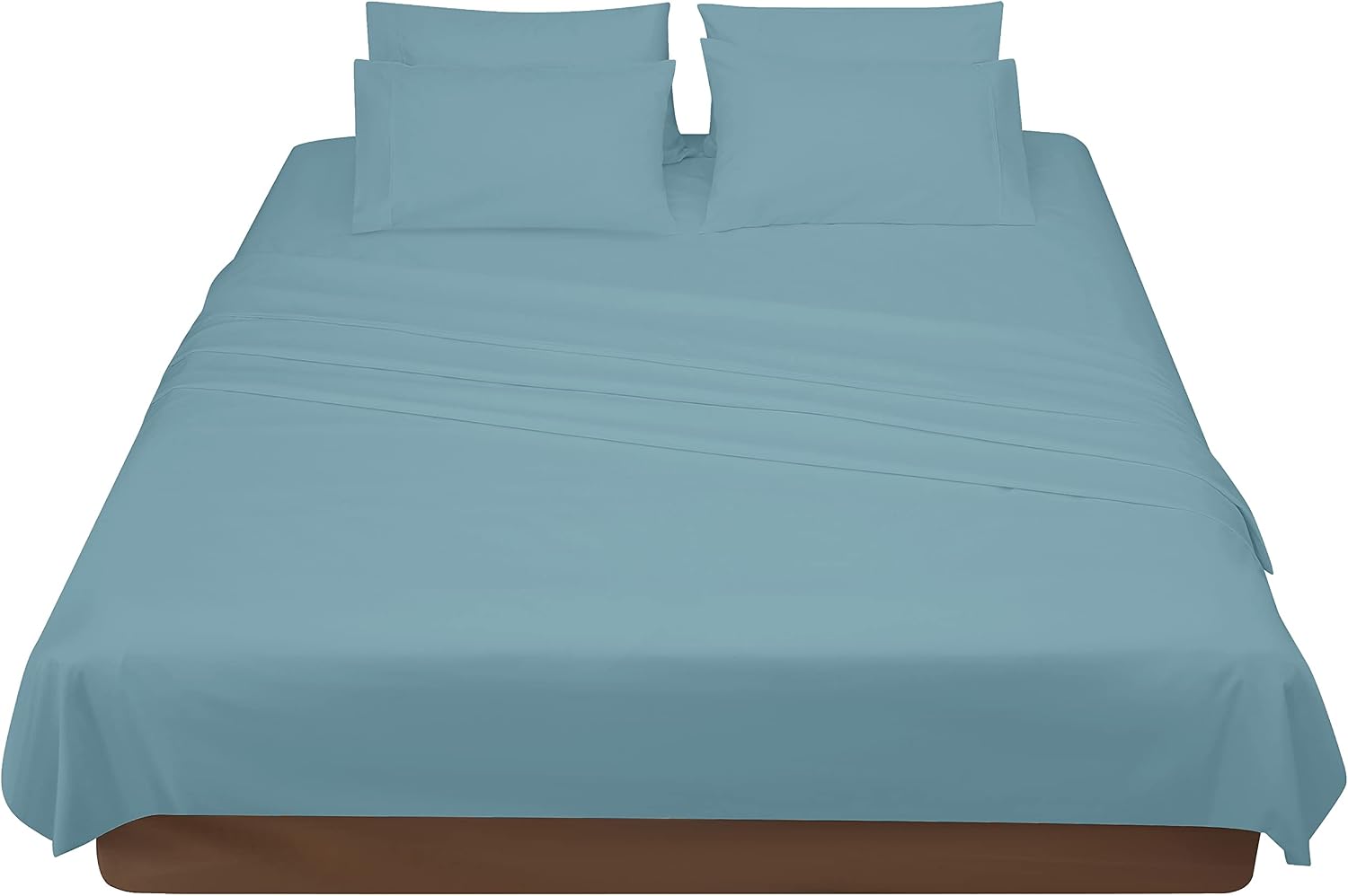 FARFALLAROSSA Full Size 6 Piece Bed Sheets - Super Soft Microfiber 2200 Thread Count Sheet Set - Bed Sheets - Wrinkle Free Bed Sheet - Luxurious Deep Pocket 16 Inches Bed Sheets - Cadet Blue