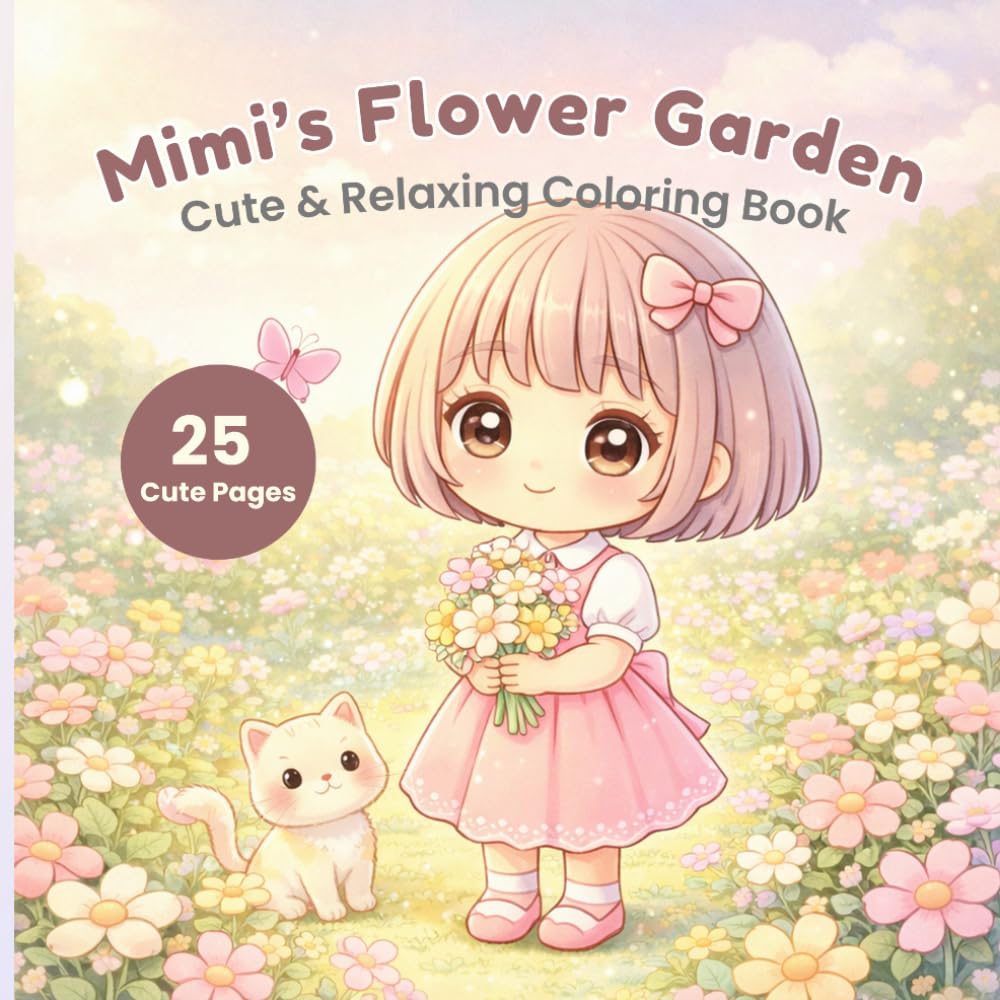 Mimi’s Flower Garden: Cute & Relaxing Coloring Book: A Cozy Coloring Book with Flowers, Nature, and Cute Moments for Relaxation (Mimi Coloring Series)