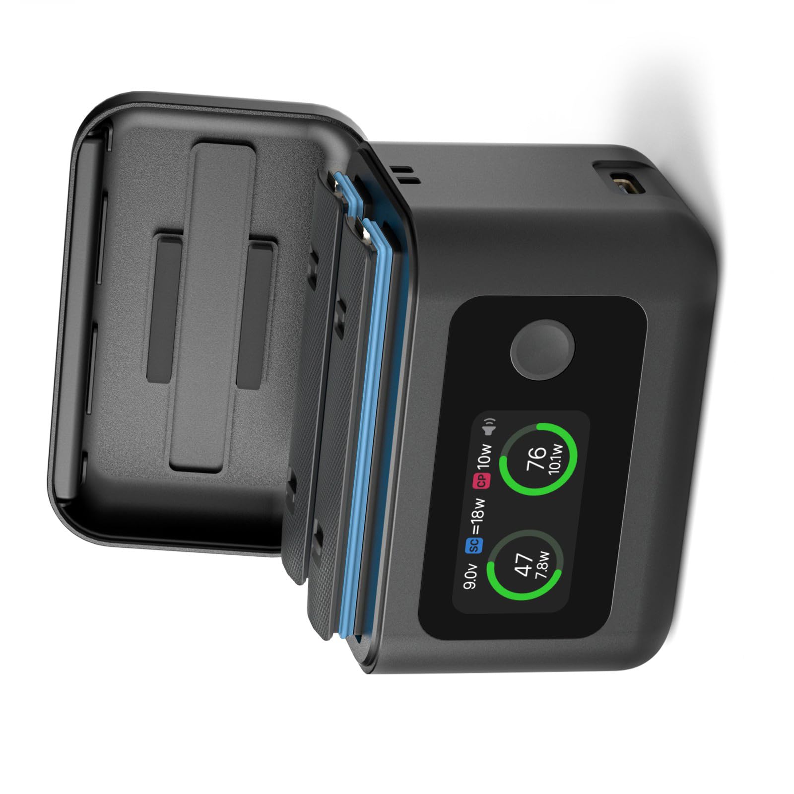 Base de carga universal ABS compatible con baterías dobles, pantalla LCD y carga de dispositivos móviles para adaptador de batería de cámara