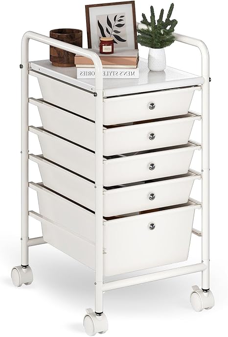 Amazon.com: 6 Tier Rolling Cart with 5 Drawers, Multipurpose Storage ...