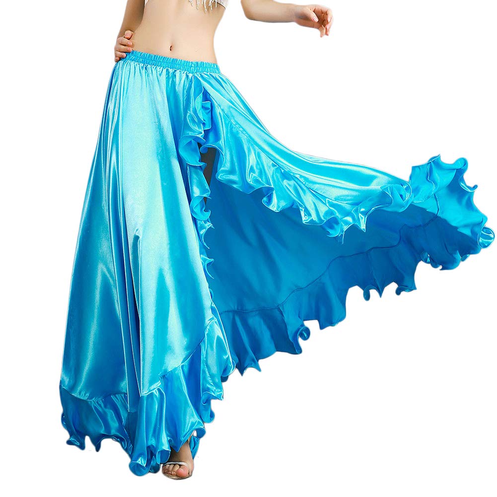 ROYAL SMEELA Gonna a Danza del Ventre per Donne Costume di Danza del Ventre Flamenco Ruffles Big Swing Gonne Mascherata Vita Elastica Alta Fessura Maxi Gonna Ampia Abito