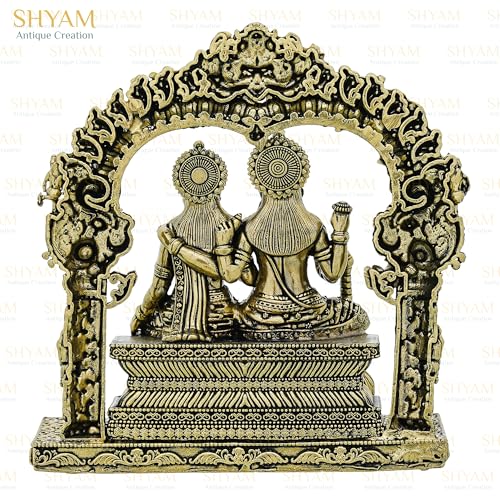 Image of Brass 4.5 Inch Lord Laxmi Vishnu Sitting Statue Laxmi Narayan Idol for Home Office Pooja Bhagwan Hari and Maa Lakshmi Murti for Diwali Pooja and Gifting Purpose