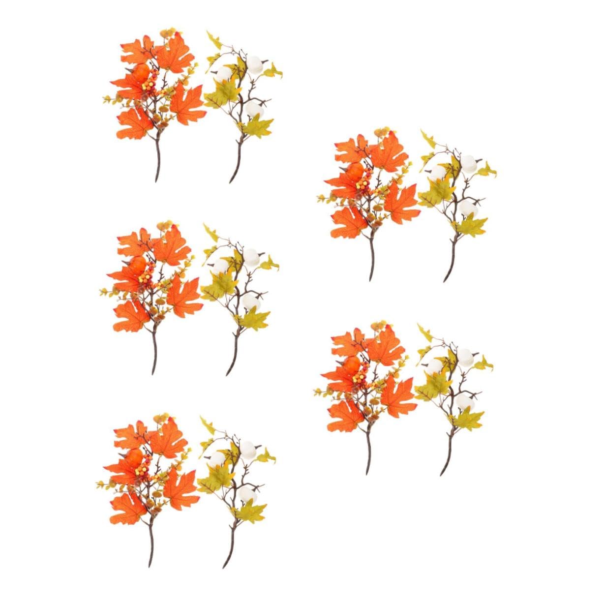 Cabilock 5 Set Ramo di Zucca Arancione Rami di Zucca di Halloween Luci di Zucca A LED di Halloween Foglie Autunnali Finte Decorazione di Zucca di Vimini Orange Plastica 2 Pezzi * 5