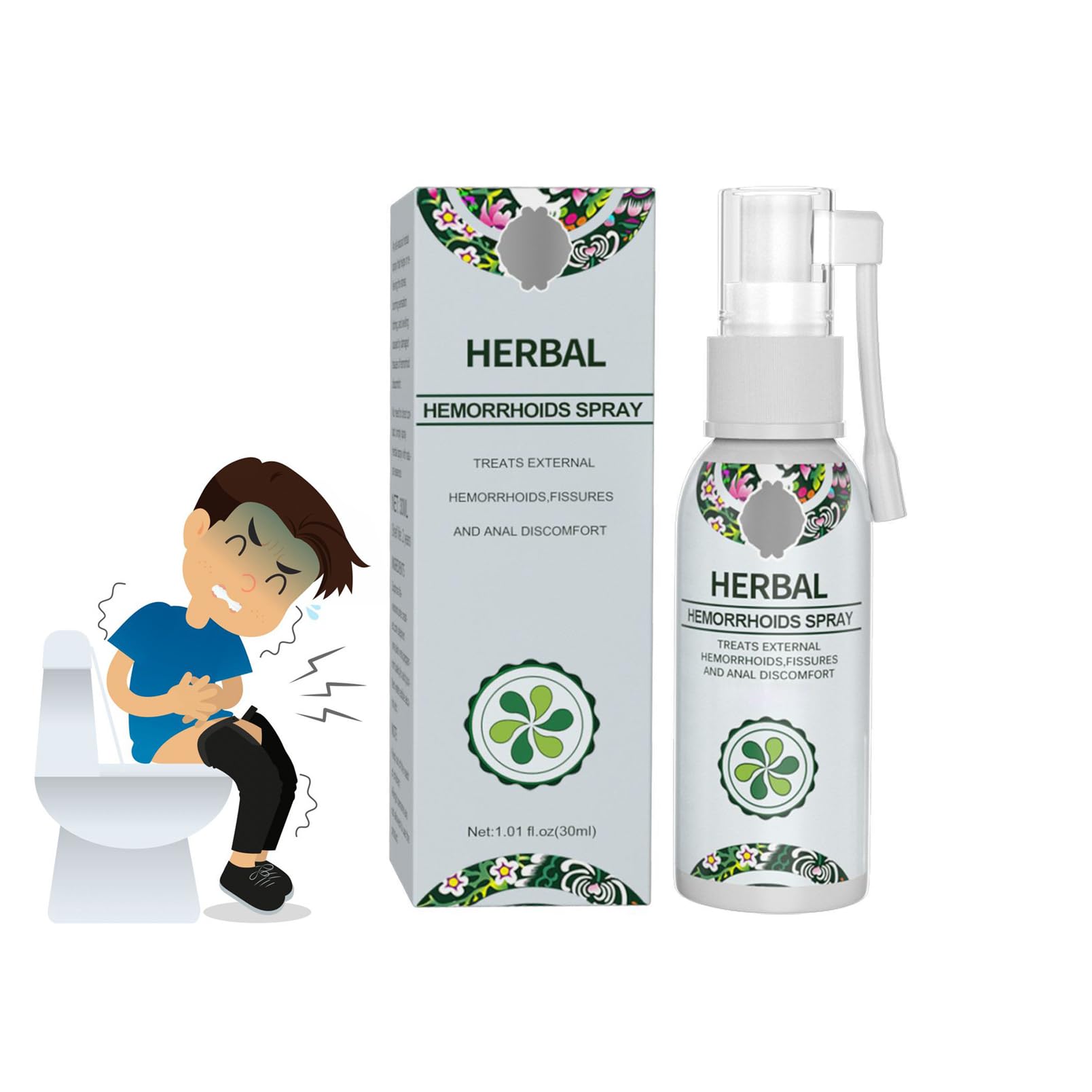 Herbal Hemoroidy spray na hemoroidy w sprayu, ochrona hemoroidów, łagodzi swędzenie, pieczenie i dolegliwości, naturalny, wegański i nietestowany na zwierzętach