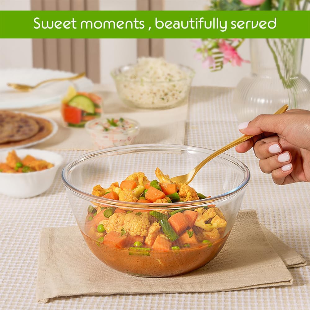 Borosil Mixing & Serving Bowl Set of 2, 500ml + 1.3 Ltr