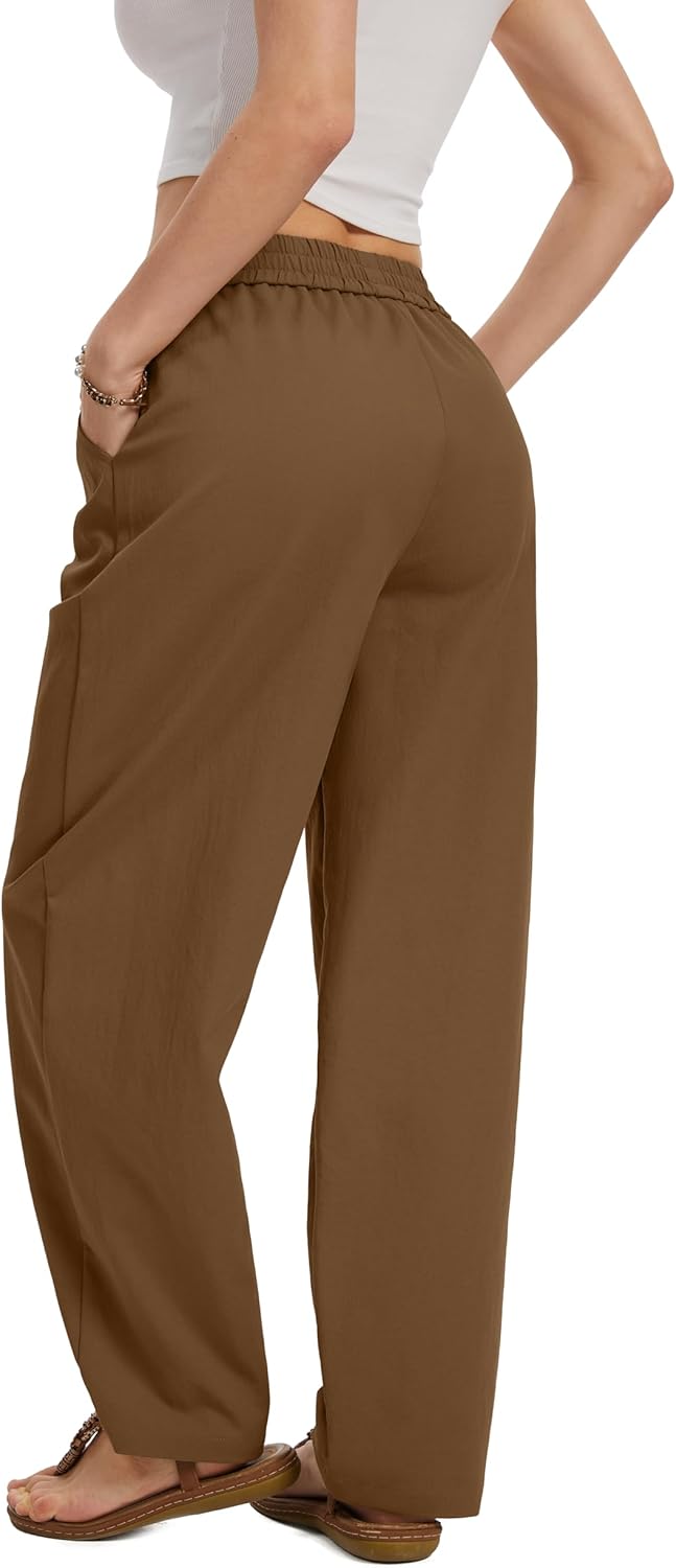 Womens Baggy Loose Cropepd Pants Casual Elastic Waisted Harem Pants with Pockets - Image 6