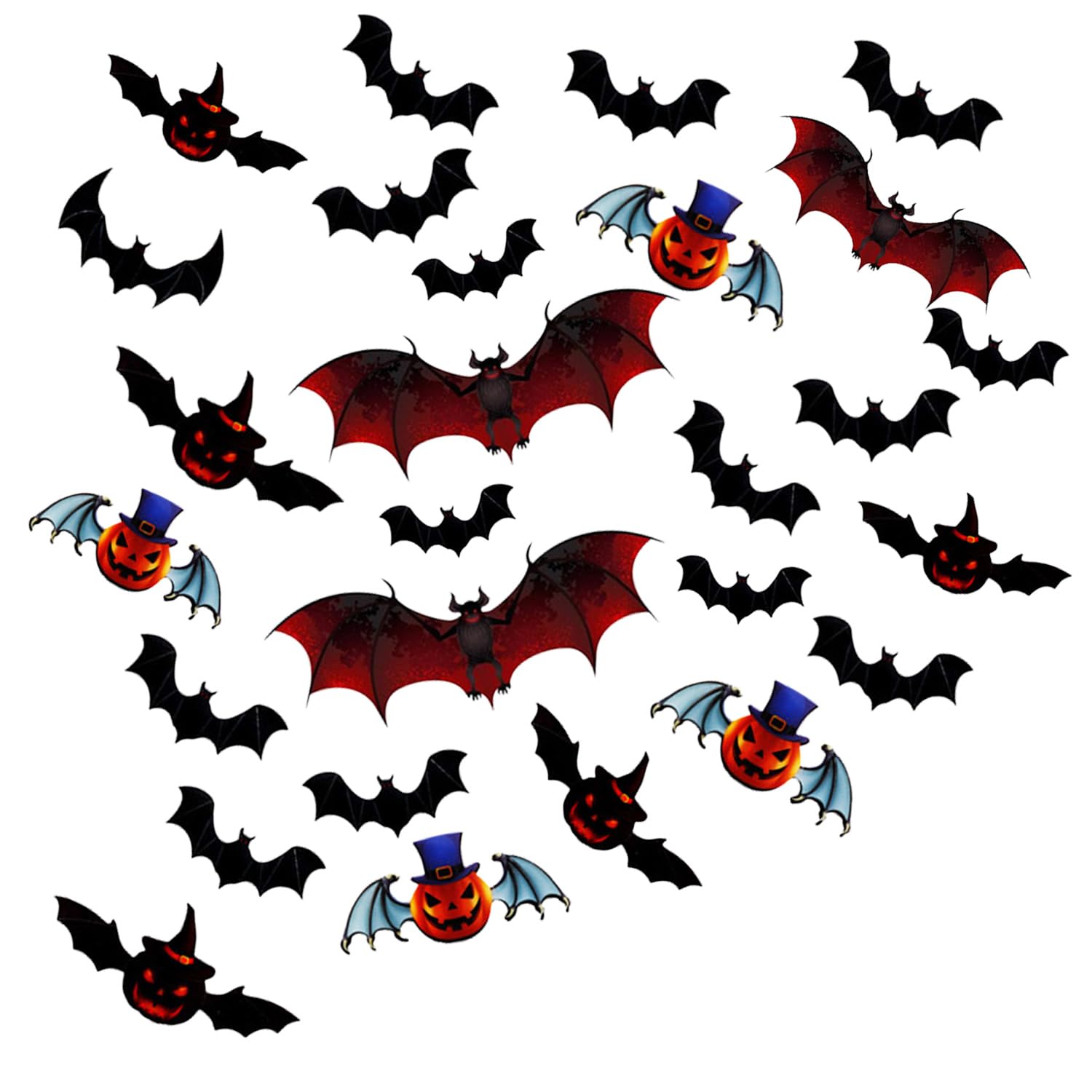 36pcs Bat Wall Decals Halloween Wall Decor Art Decorations Realistic Bat Crafts Bat Stickers for Classroom Office Home Bathroom Bedroom Decor