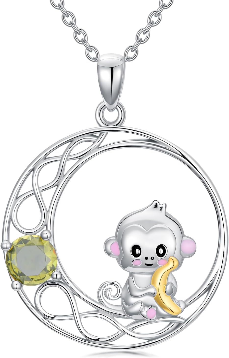 LONAGO Animal Necklace for Women 925 Sterling Silver Cute Duck Snail Mouse Chicken Monkey Pendant Necklace for Gifts