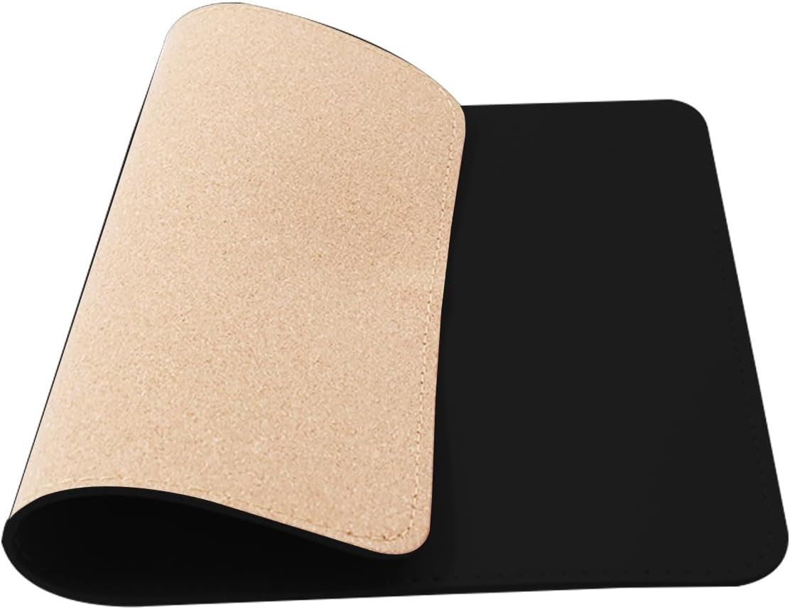Leather Desk Pad Protector,ULIFESTAR Mouse Pad,Natural Oak & Leather Office Desk Mat,Non-Slip Desk Writing Pad Mat,2PCS Waterproof Desk Blotter Pad for Office Black, 21 * 25.5cm/8.26 * 10" - Image 3