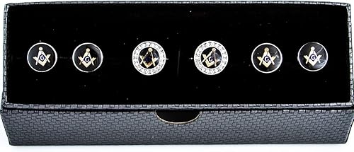 Miniatura 2 de MRCUFF Juego de gemelos masónicos masónicos de cristal de masón y esmoquin en una caja de regalo de presentación y paño de pulido, Microfibra