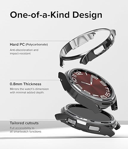 Miniatura 6 de Ringke Funda delgada material antiamarilleopaquete de 2 compatible con Samsung Galaxy Watch 6 Classic (1.654 pulgadas), funda transparente sólida