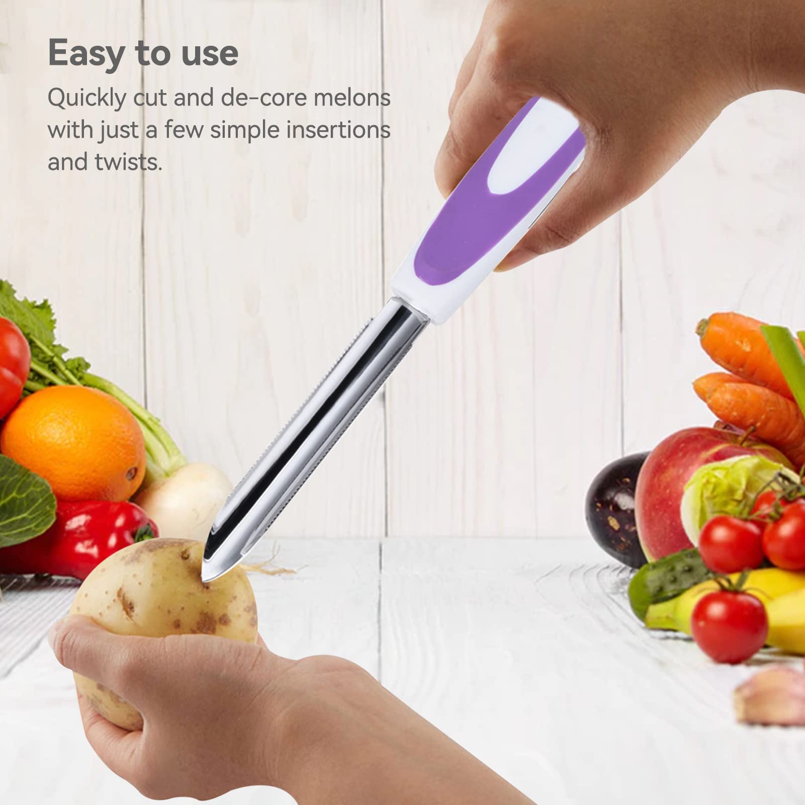 Fruit Core Remover Stainless Steel 2 Pcs Pear Seed Corer Remover Tool with Serrated Blade Fruit Core Remover Tool,Eggplant Corer Jalapeno Chili Pepper for Home and Kitchen - Image 3