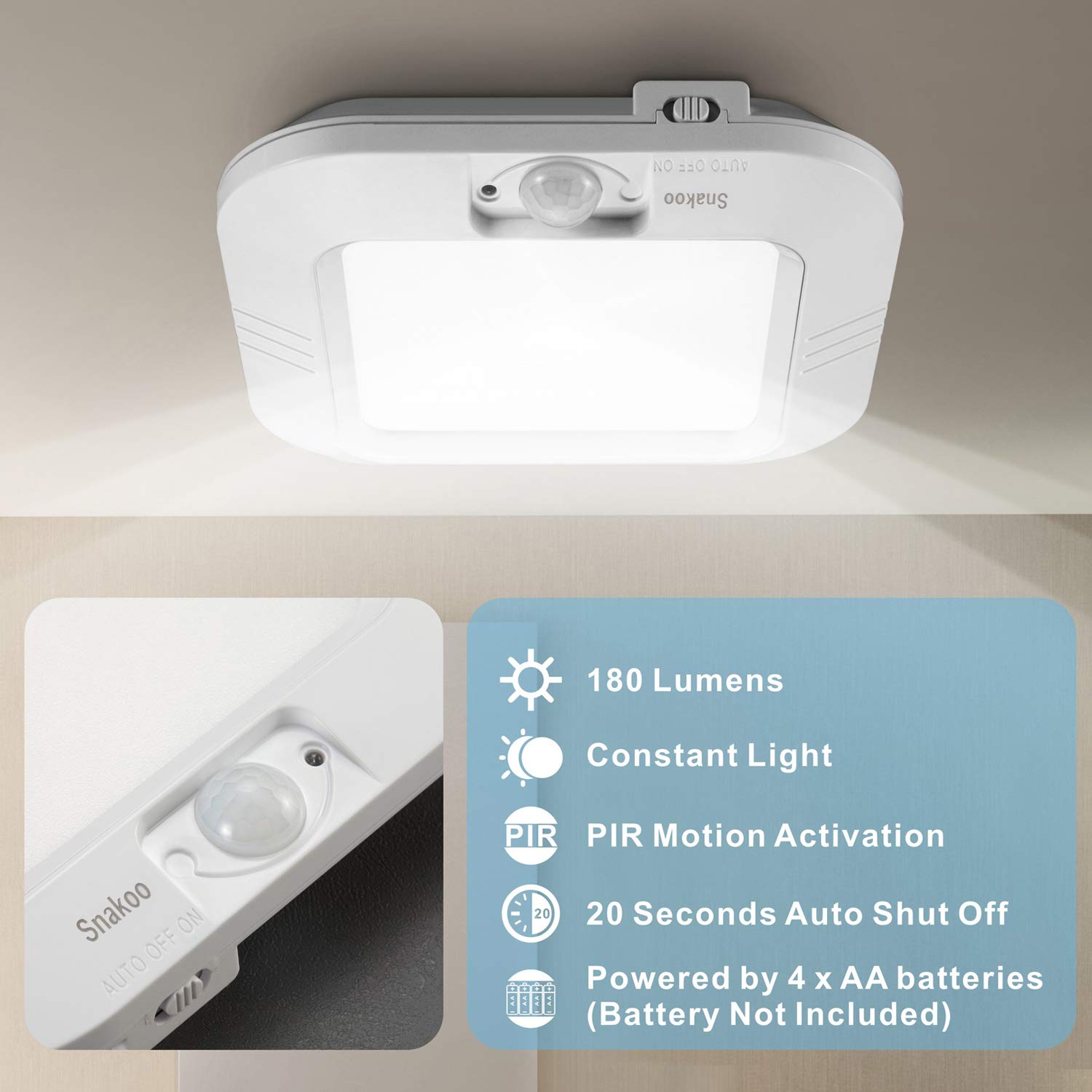 Buy SNAKOO Motion Sensor Ceiling Light Battery Operated Indoor Motion Activated Indoor Light
