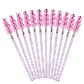 G2PLUS 500PCS Crystal Eyelash Mascara Brushes Wands Applicator Makeup Kits Mascara Wands Lash Spoolies for Eyelash Extensions and Eyebrow Brush (Pink)