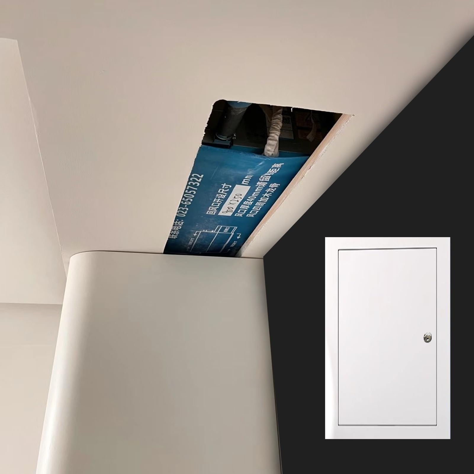 Minglez Access Door with Lock 350x450 400x600 200x500 250x600, Aluminium Inspection Hatch Access Panel White, Ceiling Access Box for Drywall/Plumbing(350x600mm/14x24in)