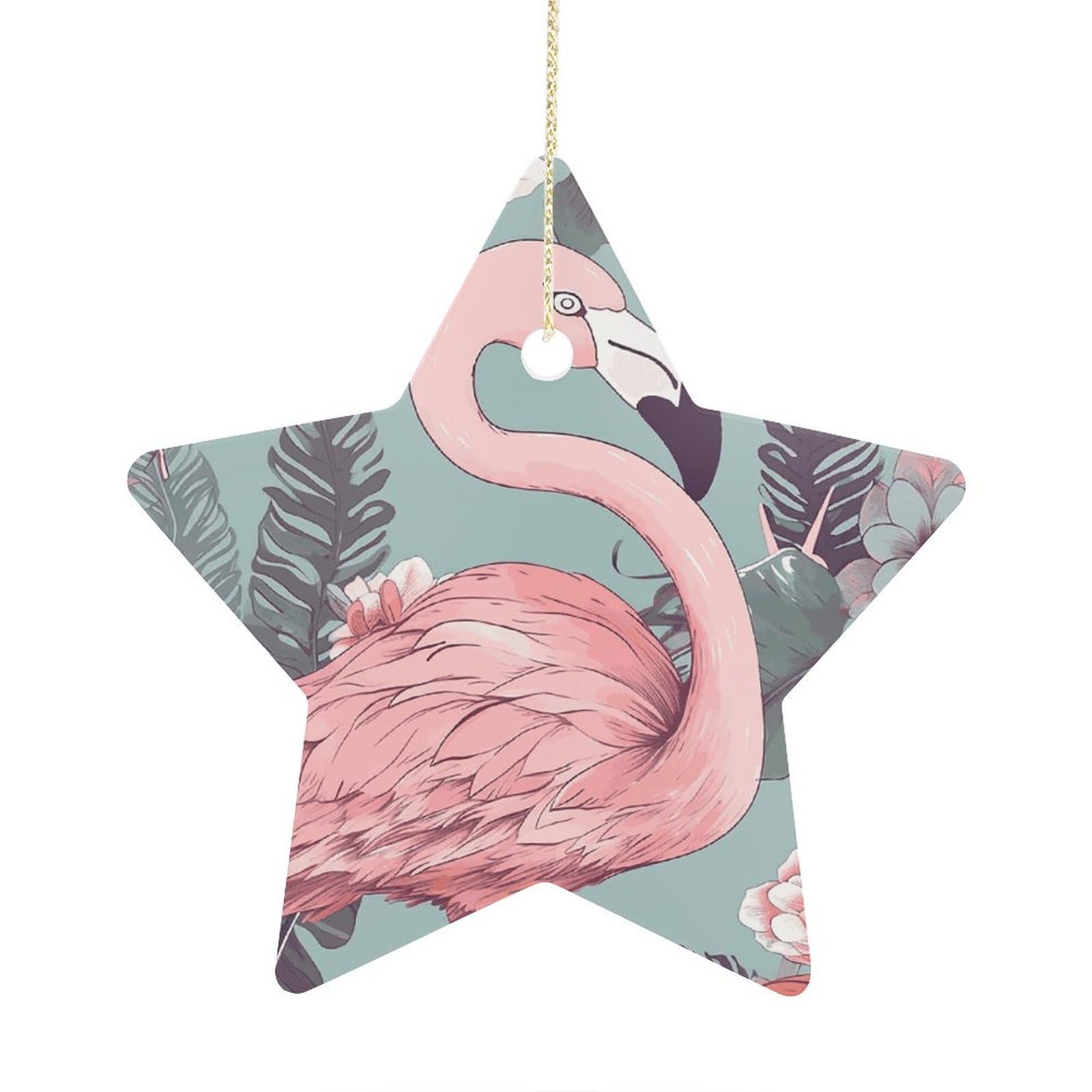 Fodpand Women's Style Flamingo2 Ornament With String, Keepsake Hanging Decorations,Ceramic Ornaments For Men Indoor Home Holiday Party Gifts