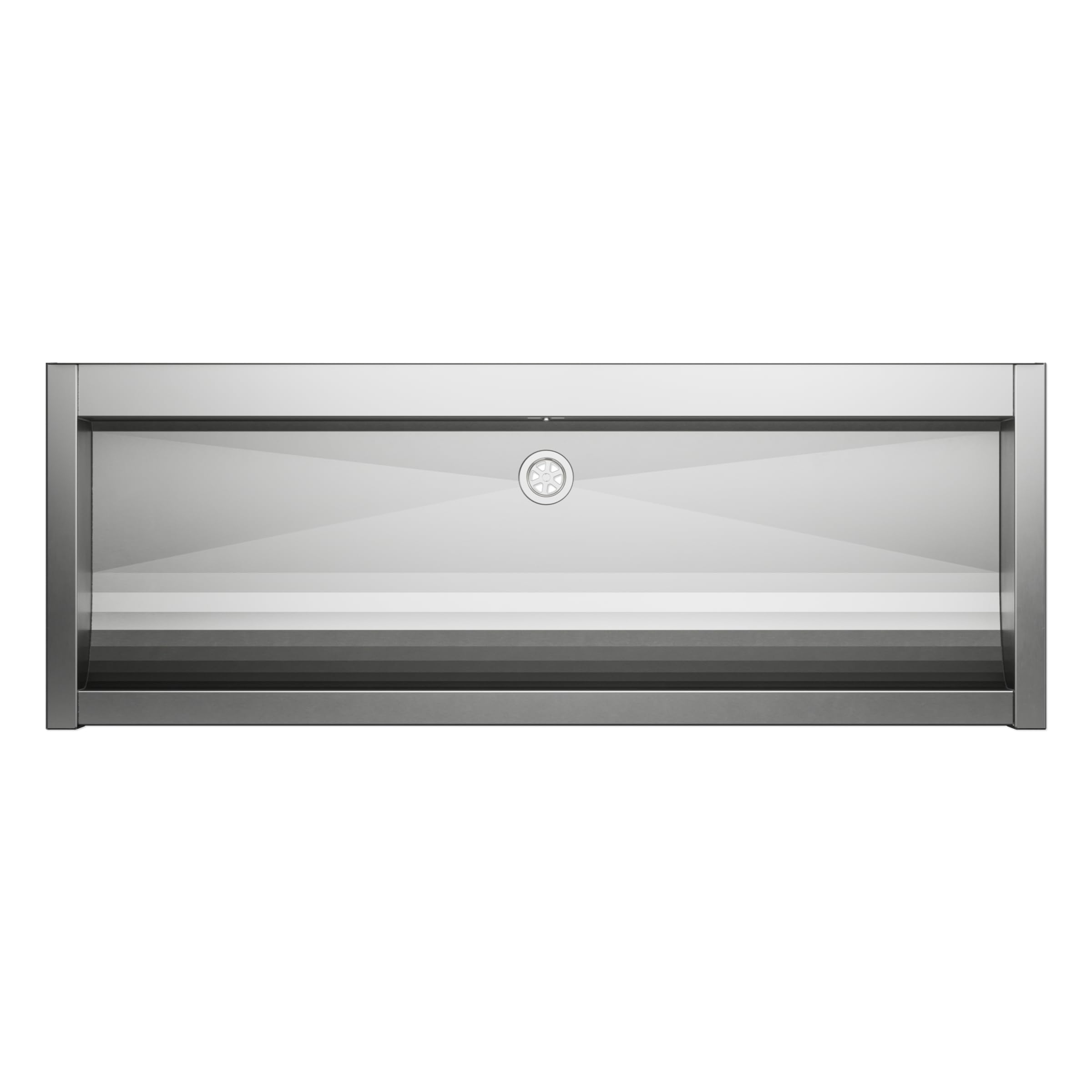 KUNe SOLIDUM 120 - Lavello in acciaio inox per montaggio a parete, dimensioni esterne 128 x 47 x 28 cm (larghezza x profondità x altezza) cm