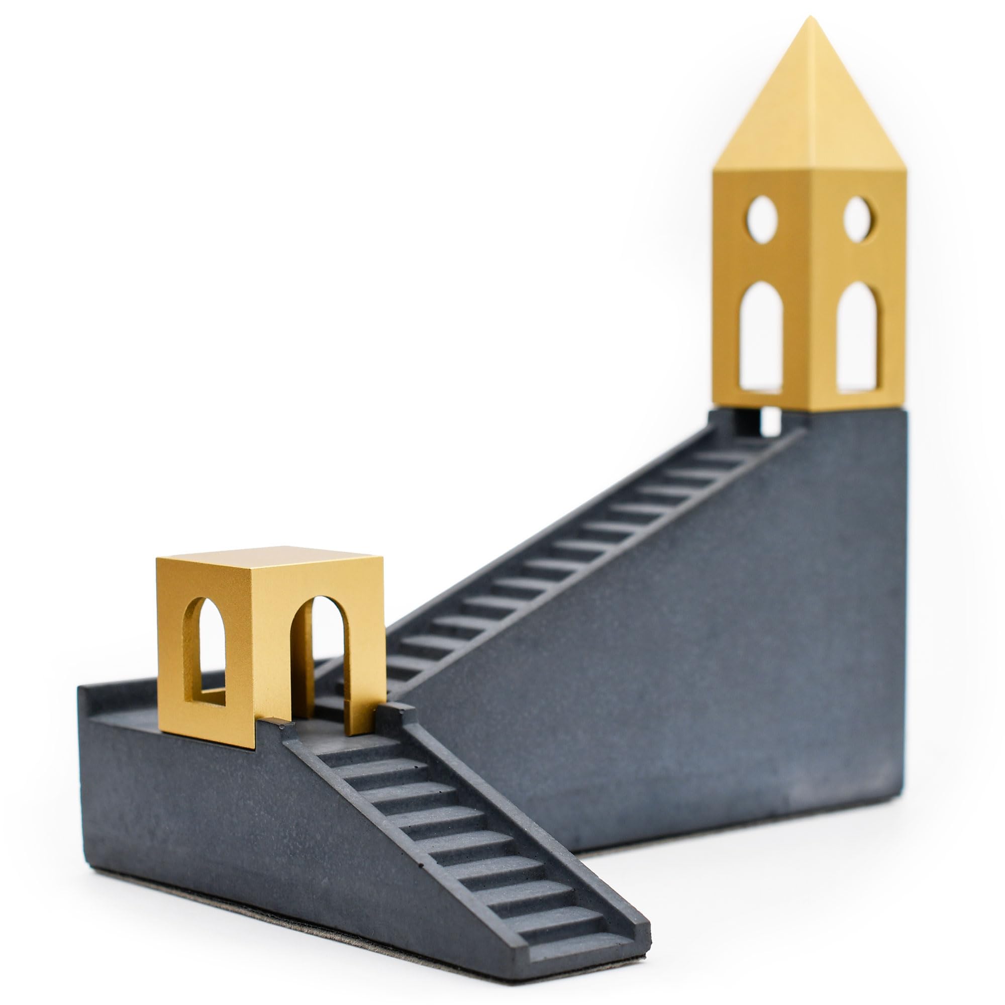 Zen Minded Grey Kin Cloud Stairs - Minimalist Concrete Backflow Waterfall Incense Cone Burner