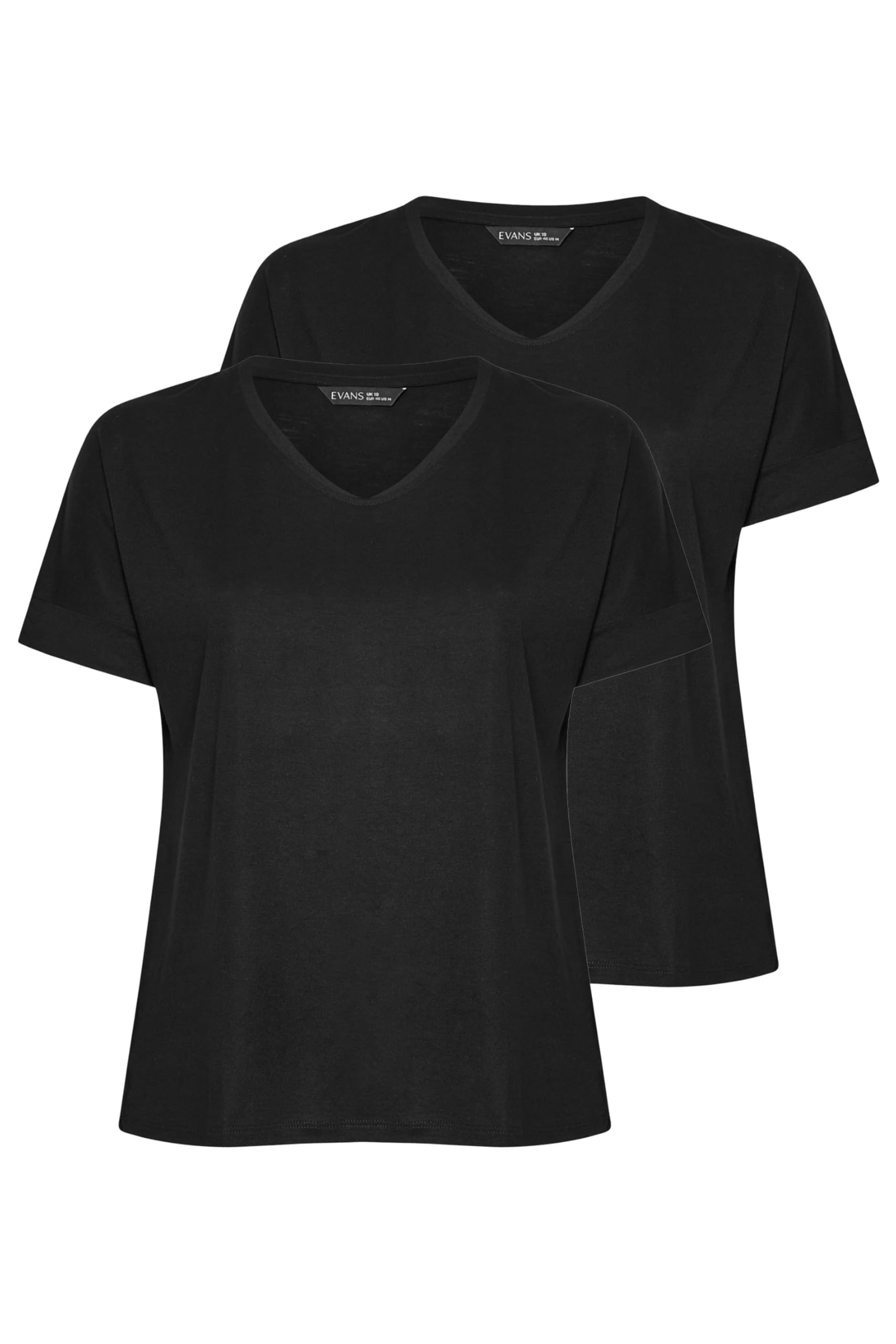 Evans - Women's Basic T-Shirt - V-Neck - Black - Size 22-24