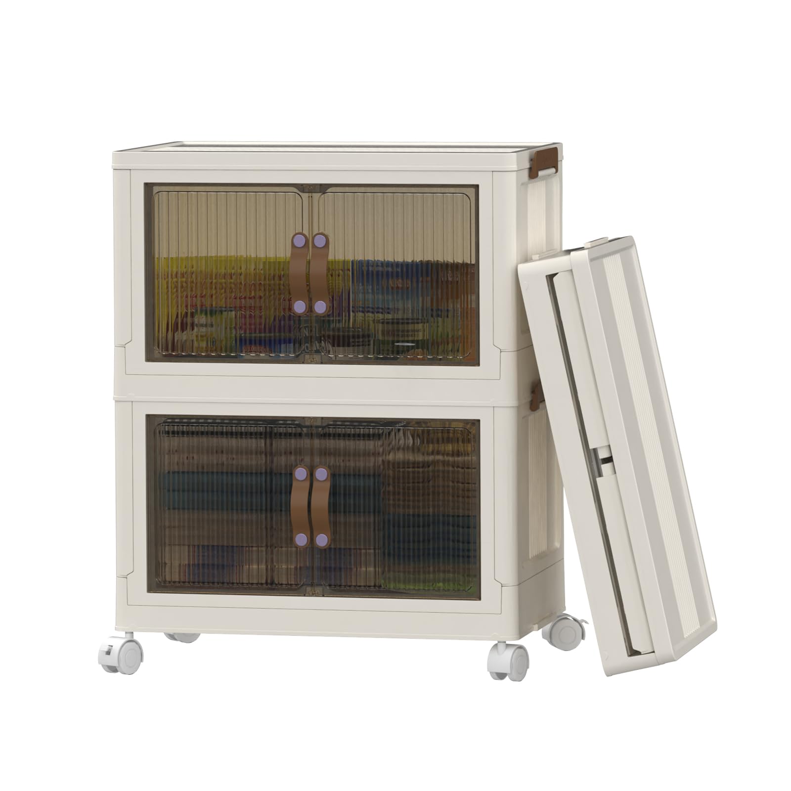 PIPIPOXER Aufbewahrungsbox mit Deckel, 35L Boxen Aufbewahrung mit Rädern und Rollen, Ordnungsboxen Storage boxes Kisten, Kunststoffbox Plastikbox Stapelkisten Lagerboxen Durchsichtig Groß 2 Stück