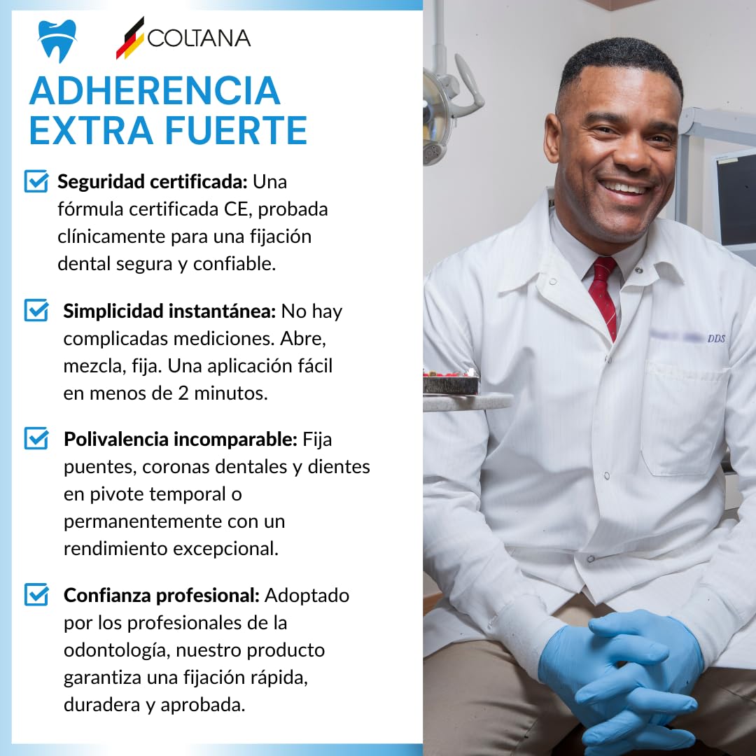 Coltana Cemento dental - Pegamento para puentes, coronas, pivotes e implantes - Resellamiento y fijación extra fuerte