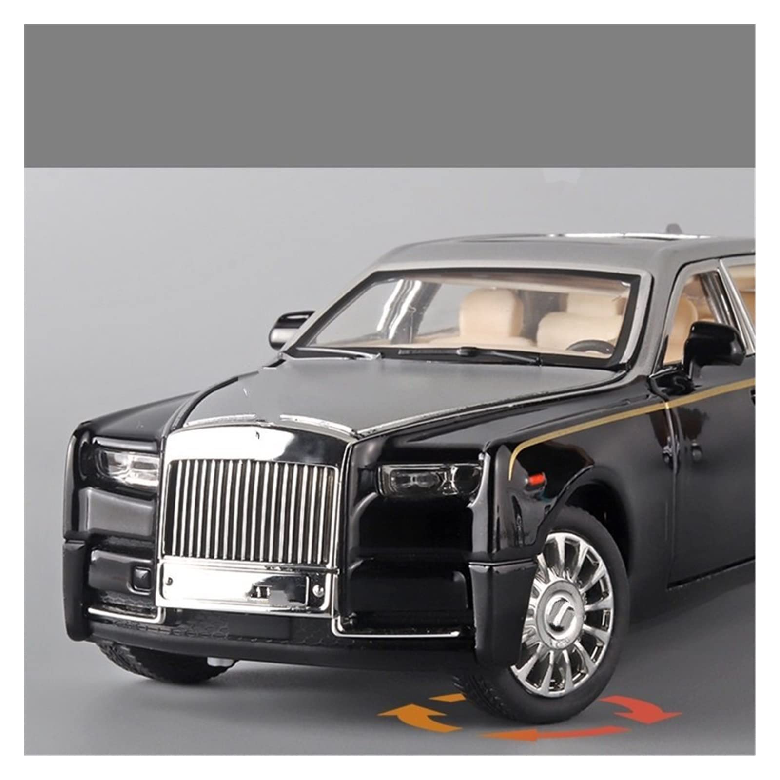 Modello in lega di metallo pressofuso per auto 1:24 per Rolls-Royce Phantom(Black)