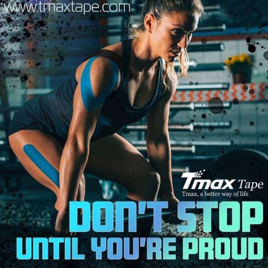 Image of Tmax Cotton Waterproof Kinesiology Tape | Elastic Sports Tape for Muscle Support, Pain Relief, and Joint Stability | Joint Support and Physiotherapy 5 cm x 5 m Roll,(Green)