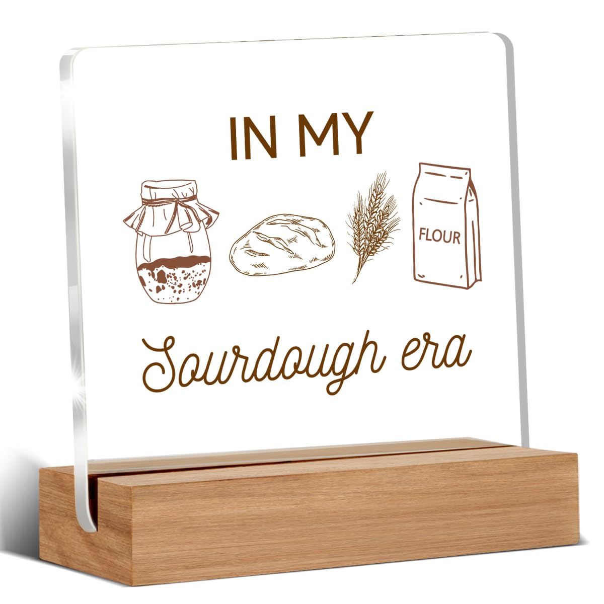 Funny Sourdough Gifts for Baking Lovers, Baking Gifts for Bread Bakers Mom Friend Coworker, In My Sourdough Era Acrylic Plaque Desk Signs Decor 4 × 4 Inches