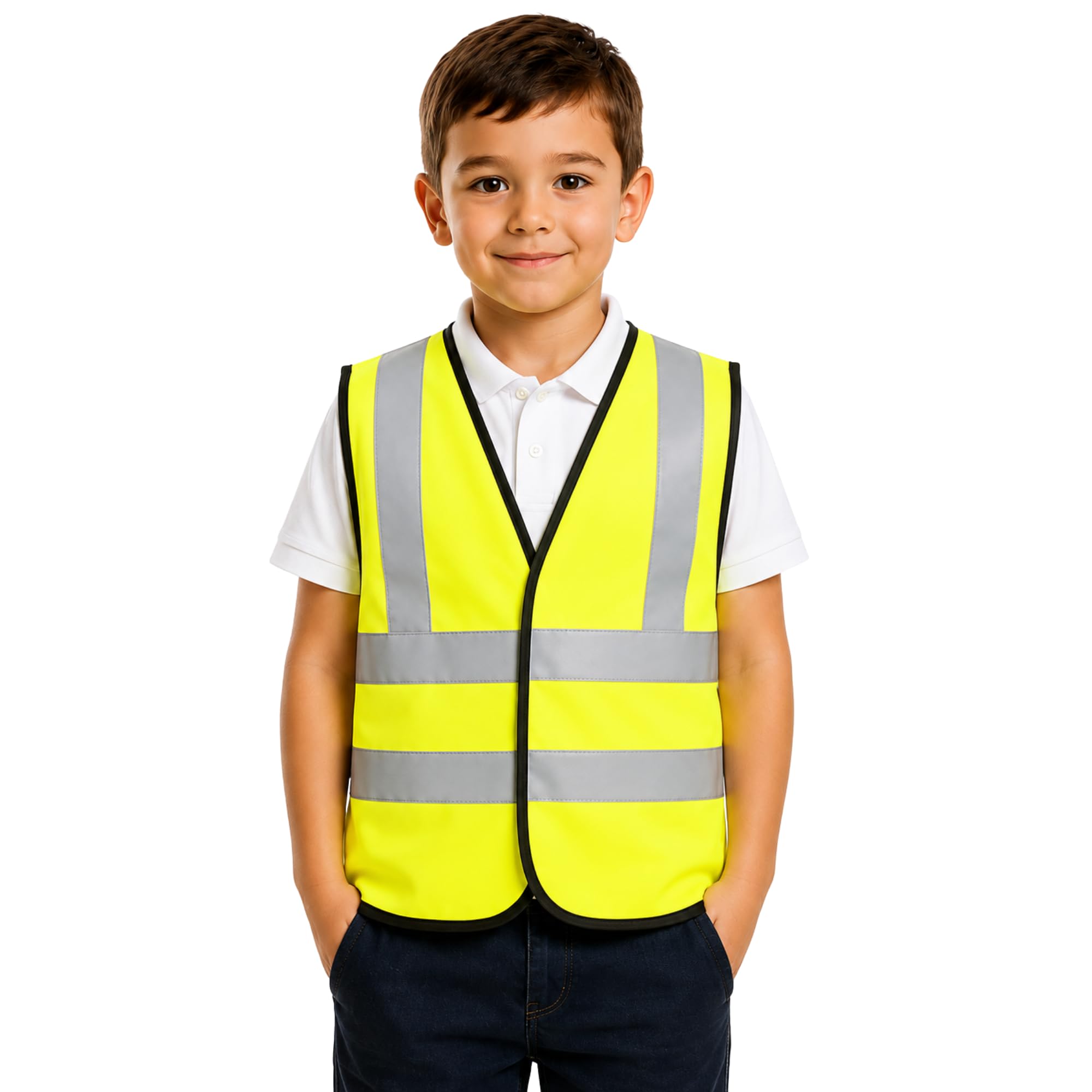 Kids Hi-Vis Safety Vest EN1150 Reflective Waistcoat Boys & Girls Age 4 - 12