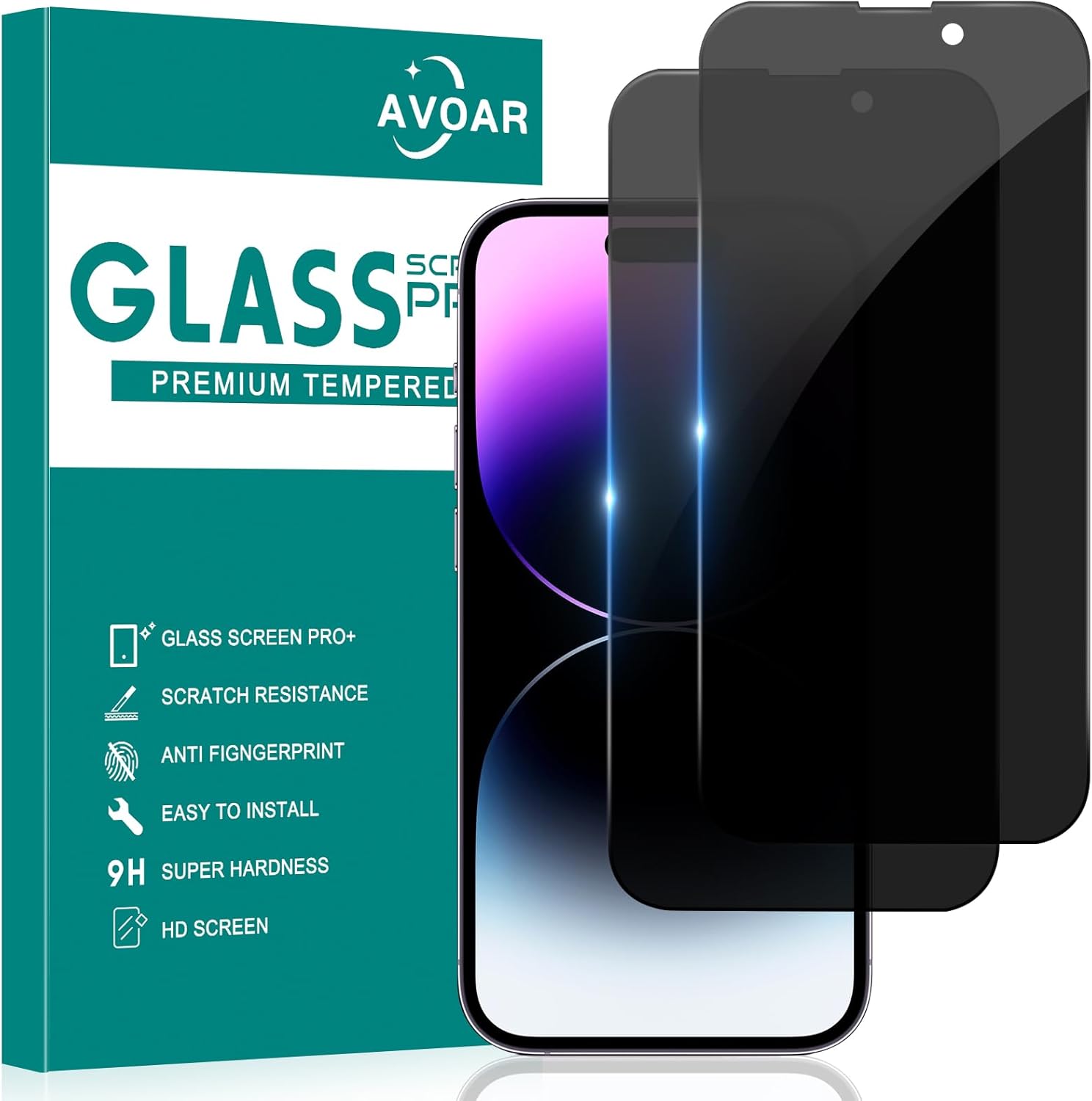AVOAR 2 Pack Privacy Screen Protector for iPhone 14 Pro Max