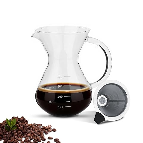 Pour Over Coffee Maker Pour over Coffee Maker with Filter Glass Drip Coffee Maker Filter Pot with Scale