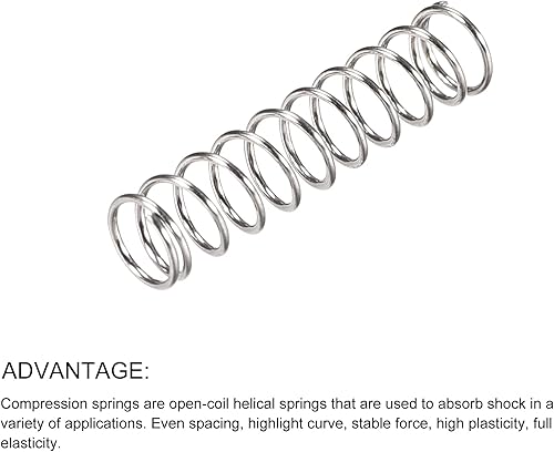 Miniatura 25 de METALLIXITY Resortes de compresión (0.020 x 0.118 in de diámetro exterior, 0.787 in de longitud libre) 20 unidades, resorte de extensión de acero