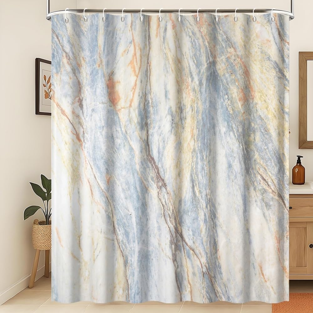 Xiaoterna 120x200cm Marble Shower Curtain Vintage Brown Texture Waterproof Polyester Bathroom Curtain Luxury Modern Aesthetic Artistic Machine Washable Mildew Resistant Bathroom Decorative Fabric โ image 1