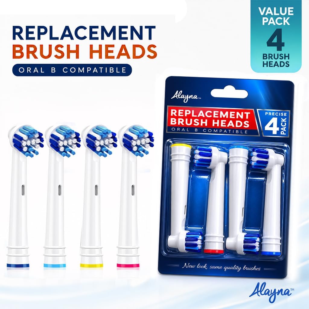 Alayna Replacement Toothbrush Heads Compatible with Oral B Braun Electric Toothbrushes, Pack of 8 Precision Style Brush Head Refills for Pro 1000, 3000, 5000, 7000, 8000, 9600 and More