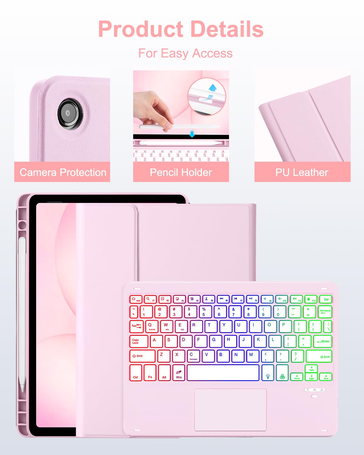 Galaxy Tab S7+ 5G 8gb+256GB ピンク キーボードカバー Amazon.co.jp: MePadKey タッチパッドキーボードケース Samsung Galaxy